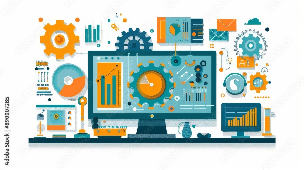 Flat illustration with a city skyline in the background, perfect for web design, infographics, and social media. Flat illustration with a city skyline in the background, perfect for web design, infographics, and social media.
