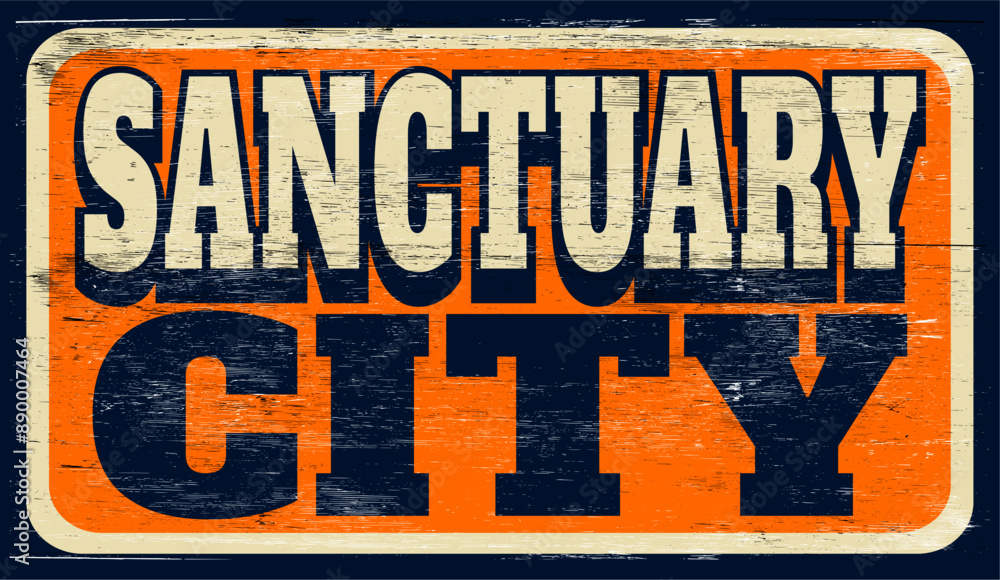 Fototapeta premium Aged and worn sanctuary sign on wood