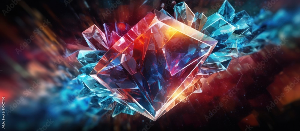 Abstract Crystal Artwork with Red and Blue Hues Abstract Crystal Artwork with Red and Blue Hues