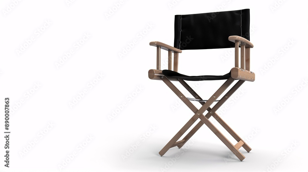 Compact and cozy foldable chair for directors, isolated on a white backdrop. Compact and cozy foldable chair for directors, isolated on a white backdrop.