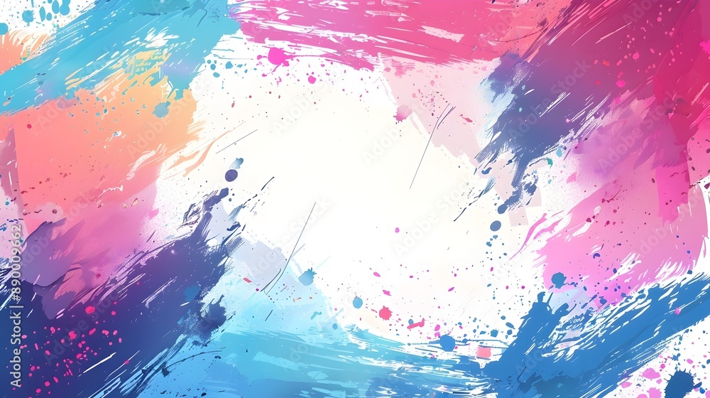 Colorful Frame with Dynamic Paint Splashes and Expressive Brushstrokes Colorful Frame with Dynamic Paint Splashes and Expressive Brushstrokes