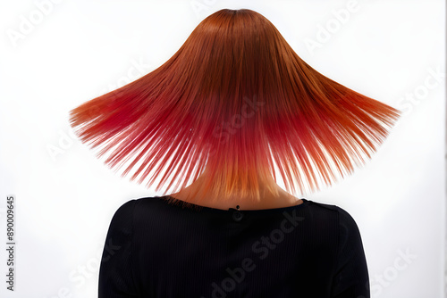 Modern trendy AirTouch technique for hair dyeing. Look from behind
 photo