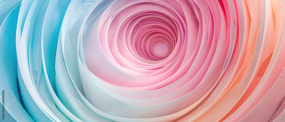 Obraz premium Artistic concentric circles of spiral harmony radiate a background in pastel colors