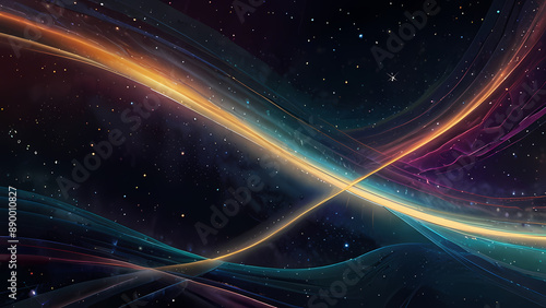 Illustrate an abstract background featuring echoing waves in a cosmic setting