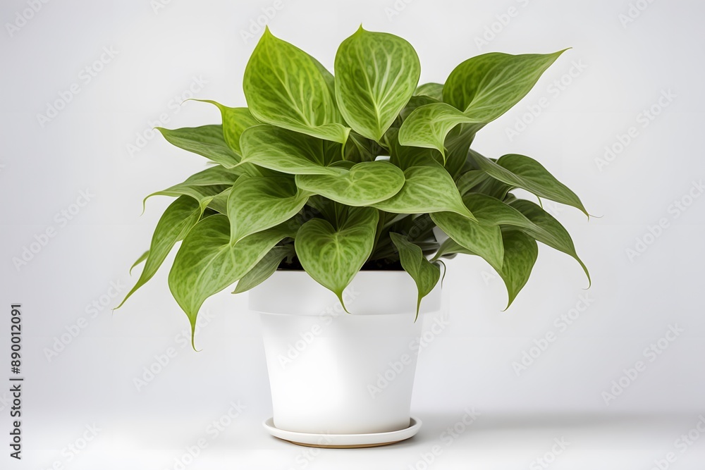 Epipremnum trebie plant in pot plain background, AI Generated Epipremnum trebie plant in pot plain background, AI Generated