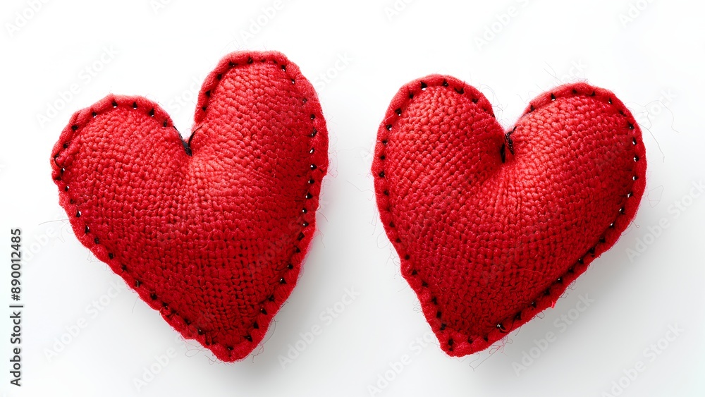 Fototapeta premium fabric hearts on isolated on white background