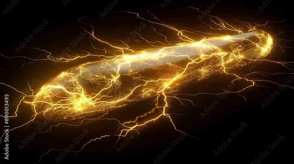 Lightning bolt image on dark background with yellow lightning bolt in center Lightning bolt image on dark background with yellow lightning bolt in center