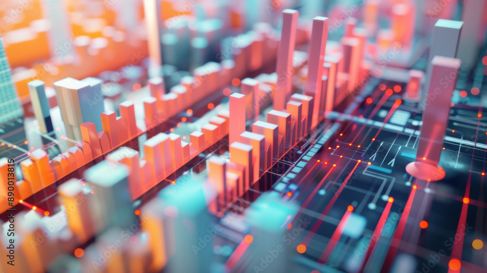 Obraz premium Big data analytics report. Infographic with graph and chart on abstract background