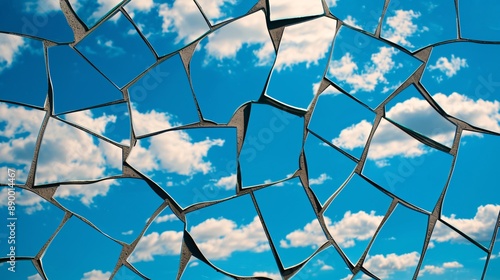 Blue Sky Reflected in a Mosaic of Mirrors