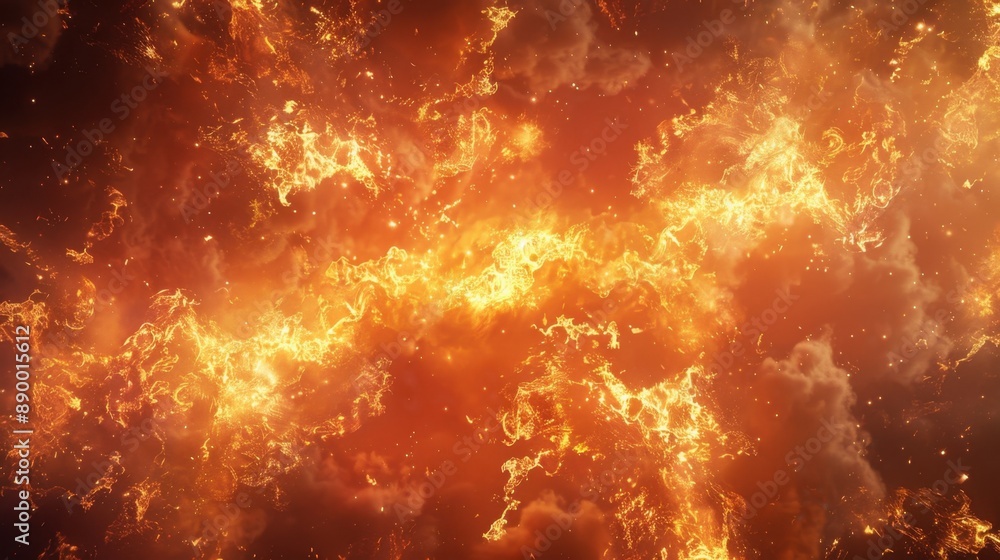 Naklejka premium A background of explosive flames, created with advanced technology, representing intense energy and power.