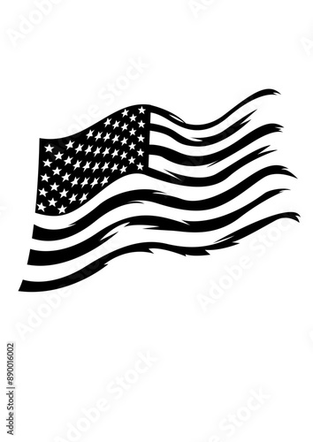 USA Flag | American Flag | Wavy American  Flag | Grunge USA Flag | 4th of July | Patriotic USA Flag | US Flag | Distressed USA flag | Original Illustration | Vector and Clipart | Cutfile and Stencil