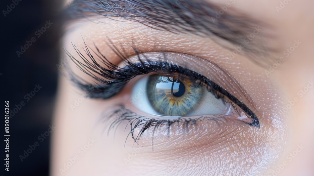 Close-up image of a woman's eye, capturing detail and beauty Close-up image of a woman's eye, capturing detail and beauty