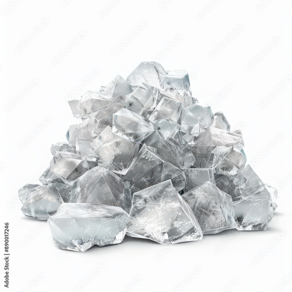 A mound of raw gypsum crystals, raw material, detailed illustration, translucent white, isolated on white background A mound of raw gypsum crystals, raw material, detailed illustration, translucent white, isolated on white background