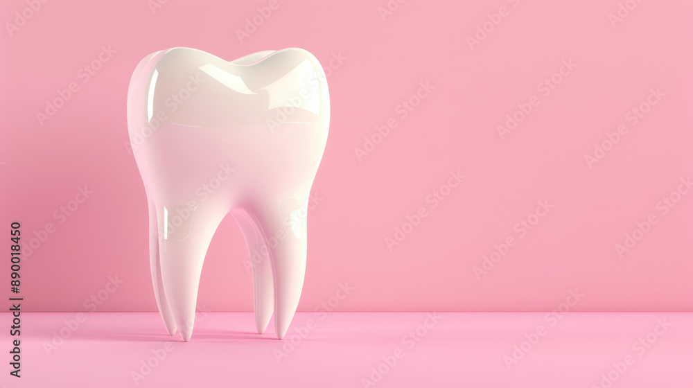 Detailed 3D rendering of isolated molar tooth model on pink background. Detailed 3D rendering of isolated molar tooth model on pink background.