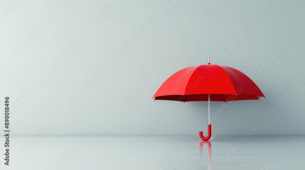 Fototapeta premium Eyecatching 3D red umbrella icon on white background for versatile creative projects.