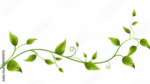 Vibrant cartoon illustration of green vines with twisting leaves, isolated on white background.