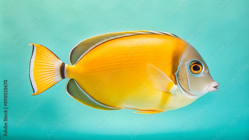 Naklejka premium Achilles Tang Fish with Big Empty Space for Text. Perfect for: Marine Life Awareness Week, Aquarium Displays