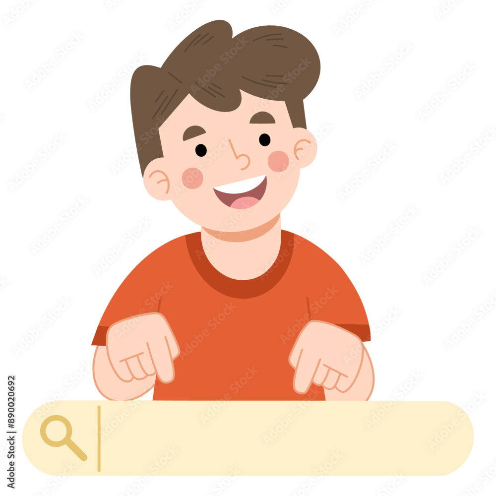 Boy pointing to web search vector illustration Boy pointing to web search vector illustration