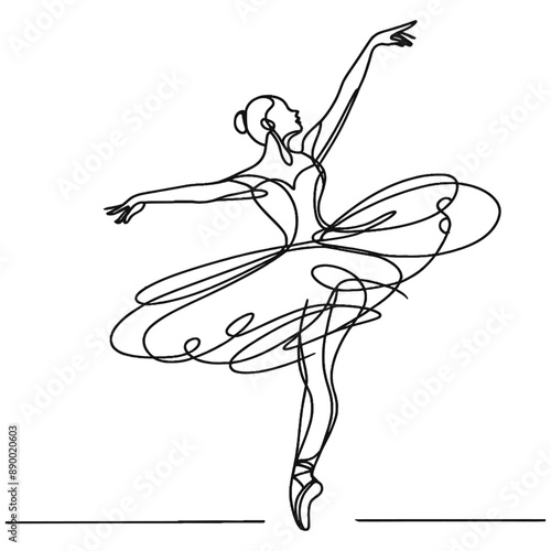 A single stroke captures a ballerina's graceful pirouette, her form flowing like silk in the wind.