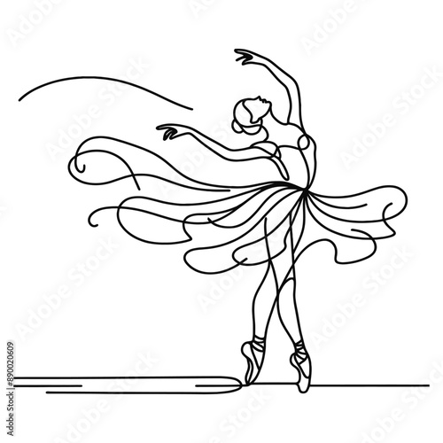 Graceful curves depict a ballerina's arms, reaching towards the sky in fluid movement.