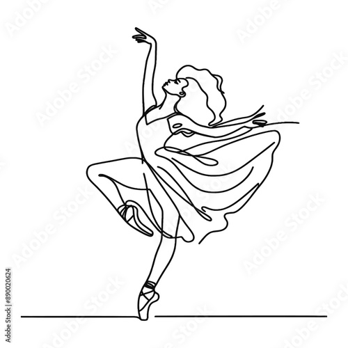 The drawing flows like music, each curve echoing the dancer's graceful movements.