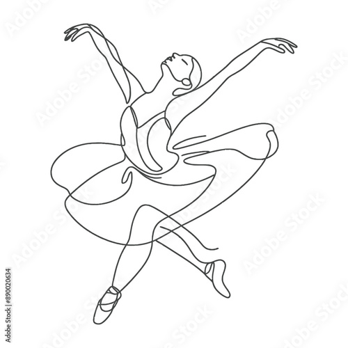 Fluid lines trace the arc of a dancer's leap, conveying both power and delicacy.