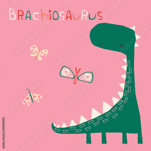 Collection of patterns with dinosaur, plants and abstract elements. Seamless vector pattern with cute dinosaurs for fabric, typography poster, card, label, brochure, flyer, page, banner design. Vector