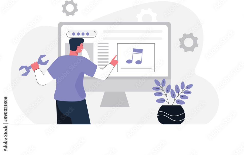 Digital Reading Concept Vector Illustration Digital Reading Concept Vector Illustration