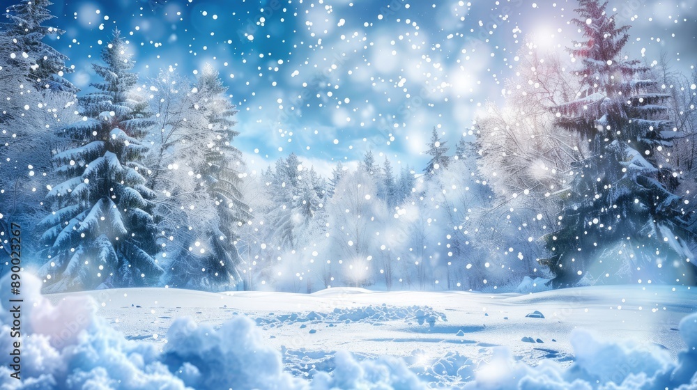BLUE WINTER BACKGROUN WITH WHITE SNOW AND BLUE SKY AT SNOW FALL MAGICAL CHRISTMAS LANDSCAPE BEAUTY OF SNOWY WINTER NATURE BLUE WINTER BACKGROUN WITH WHITE SNOW AND BLUE SKY AT SNOW FALL MAGICAL CHRISTMAS LANDSCAPE BEAUTY OF SNOWY WINTER NATURE