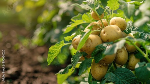 Treatment of potatoes against pests and dangerous diseases protection of plants during flowering and vegetation selective focusing tinted image