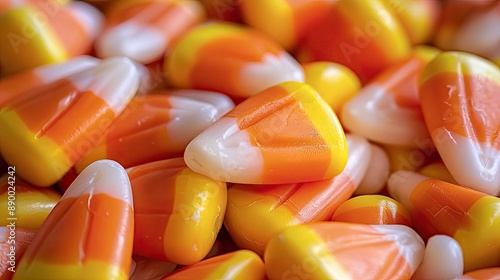 Yellow orange and white candy corn halloween candy photo