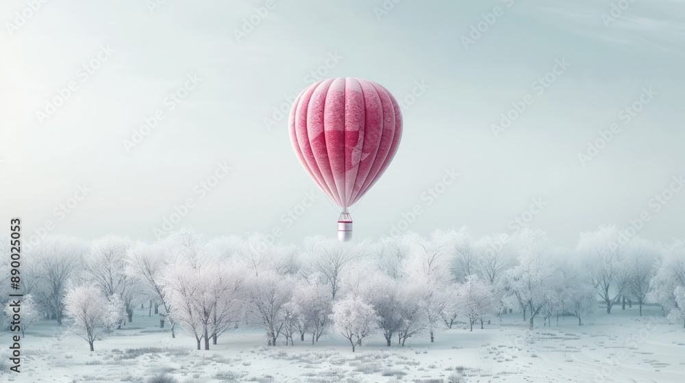 Obraz premium Arctic Winter Wonderland Balloon Art - Colorful Twisted Balloons in Frozen Landscape with Copy Space for Text, generative Ai