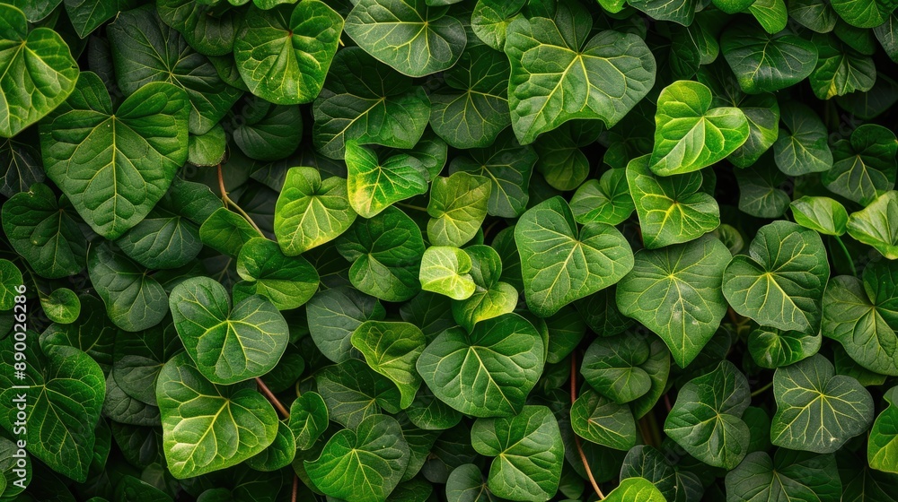 Top view of lush green leaves forming a dense, natural background. The vibrant foliage showcases various shades of green, creating a fresh and calming visual effect. Top view of lush green leaves forming a dense, natural background. The vibrant foliage showcases various shades of green, creating a fresh and calming visual effect.