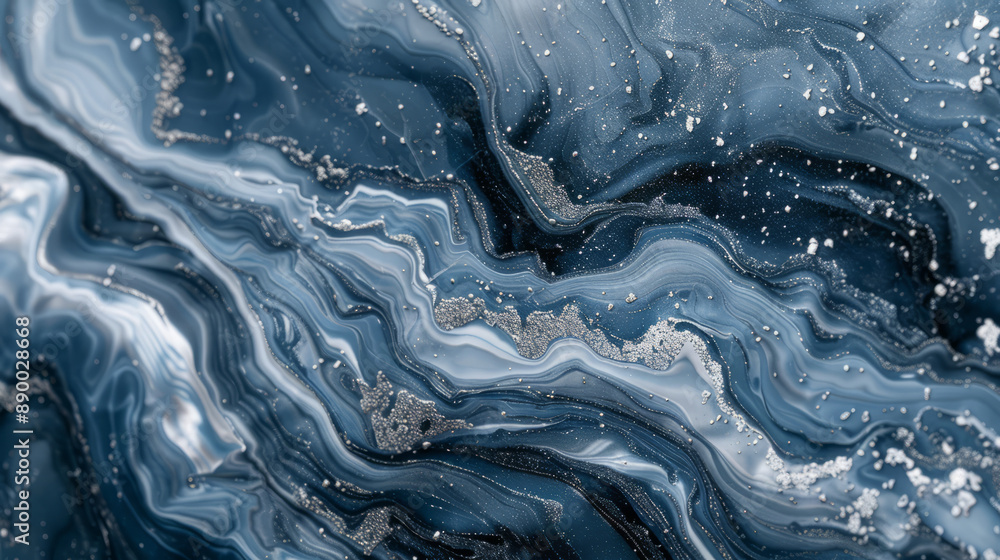 Abstract gray and blue marble liquid texture with silver splashes, acrylic pour art flowing swirl and texture fantastic detail organic combining colors luxury background Abstract gray and blue marble liquid texture with silver splashes, acrylic pour art flowing swirl and texture fantastic detail organic combining colors luxury background