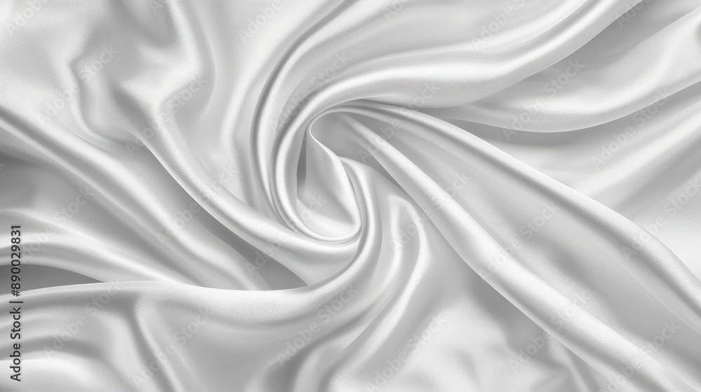 Fototapeta premium Luxurious satin silk fabric background with elegant ivory color drapery and wavy folds.