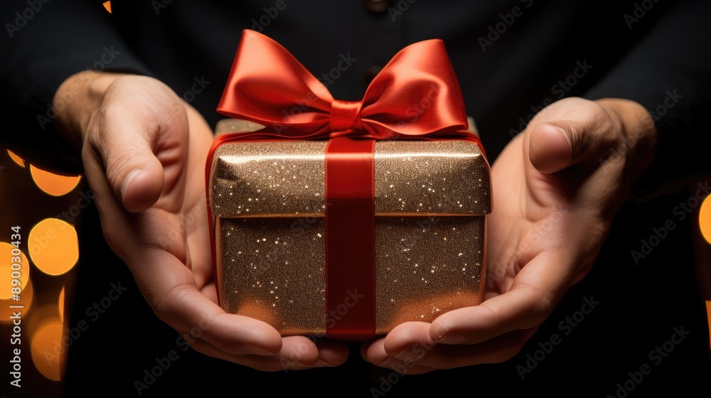 .man hand gift box on trash .man hand gift box on trash