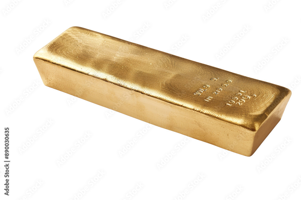 Single gold bar with clear purity markings, placed separately on a white background, highlighting its polished look Single gold bar with clear purity markings, placed separately on a white background, highlighting its polished look
