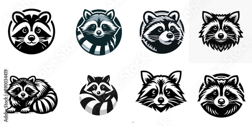raccoon simple logo icon vector illustration, isolated on transparent background