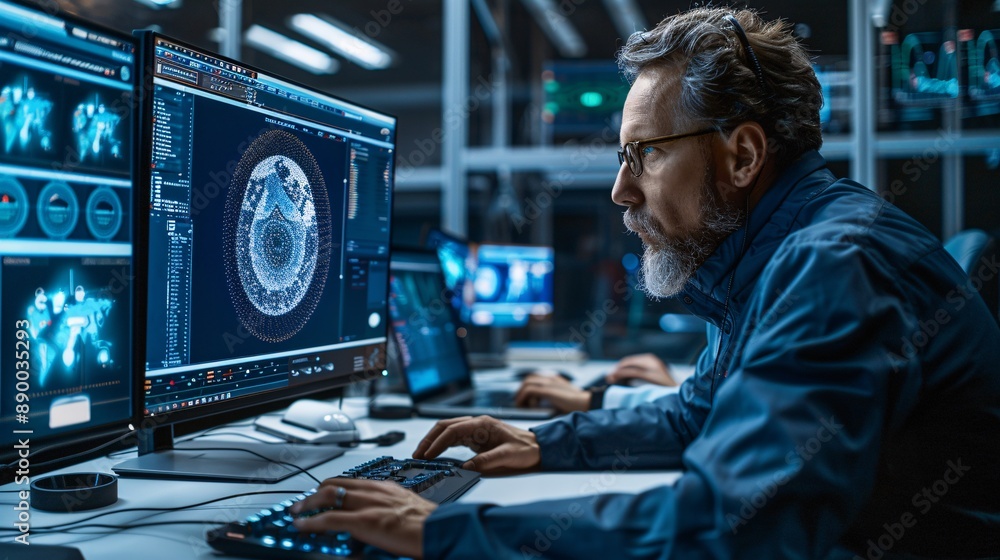 A creative professional using eye-tracking software to create digital art on a computer Stock Photo with copy space A creative professional using eye-tracking software to create digital art on a computer Stock Photo with copy space