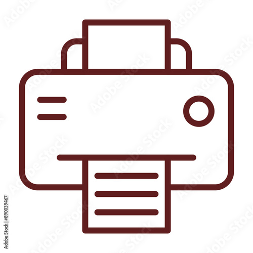 Printer Vector Line Maroon Icon Design 