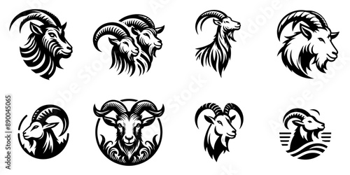 goat logo icon vectpor illustration, isolated on transparent background photo