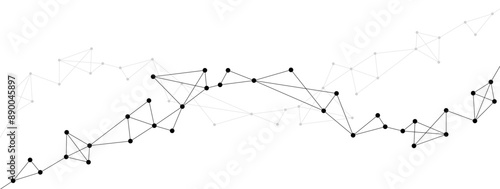 Minimalist polygonal network connect lines and dots background template. Technology data transfer server global system graphic vector.	
