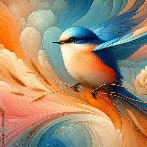 Graceful Bird in Swirling Clouds: A Captivating Abstract Nature Scene