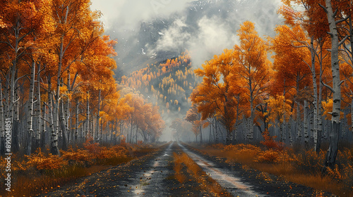 Autumn Trees Along The Road