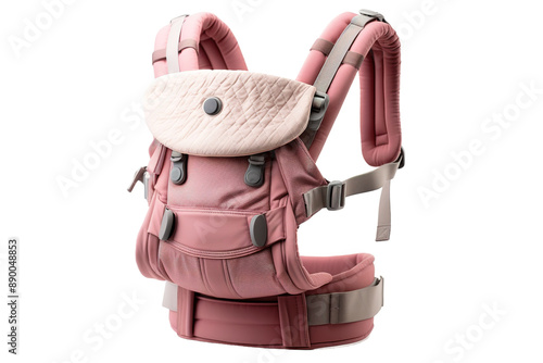 A Soft Pink Baby Carrier Ready For Adventure on a Clear PNG or White Background.