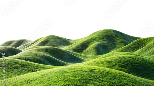Panoramic green hills isolated on a white background.