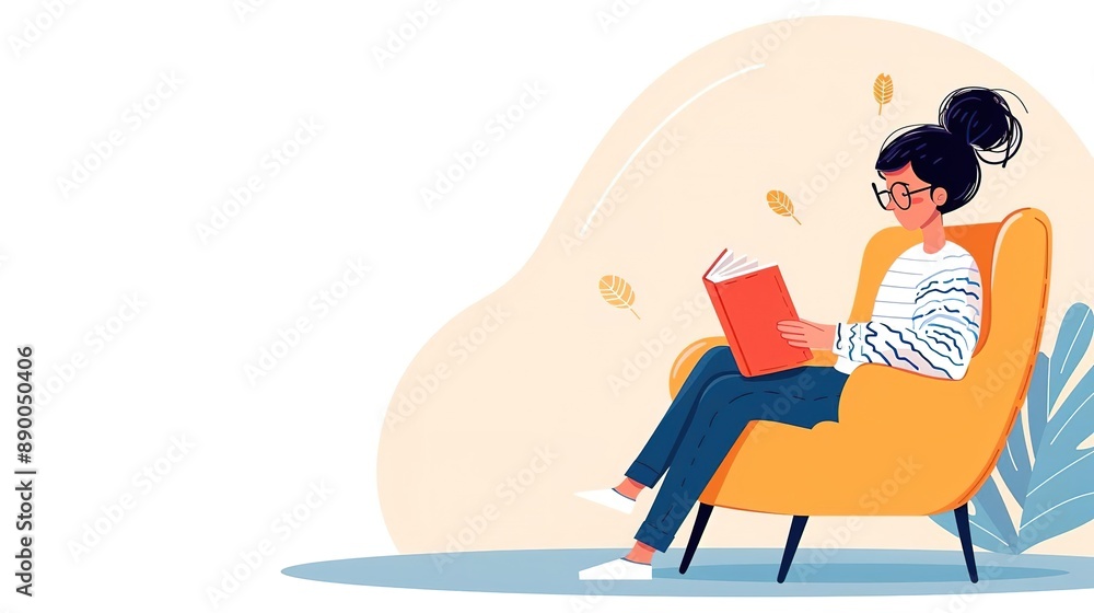 Woman reading a book in a cozy armchair. Woman reading a book in a cozy armchair.