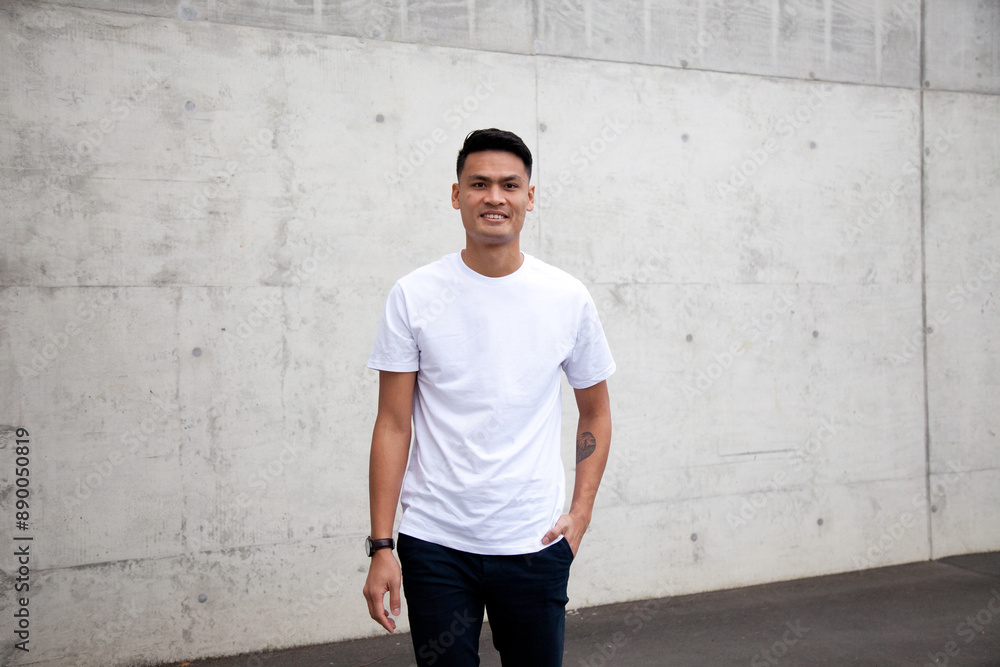 Happy young male in white t-shirt Happy young male in white t-shirt