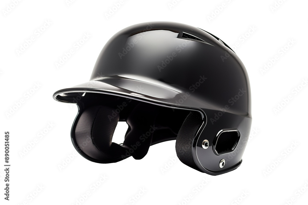 Obraz premium A Sleek Black Baseball Helmet Ready For Action On The Field on a Clear PNG or White Background.
