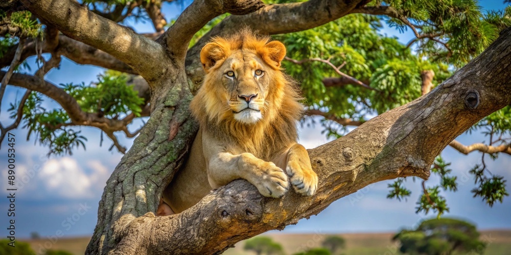 Fototapeta premium lion in the tree